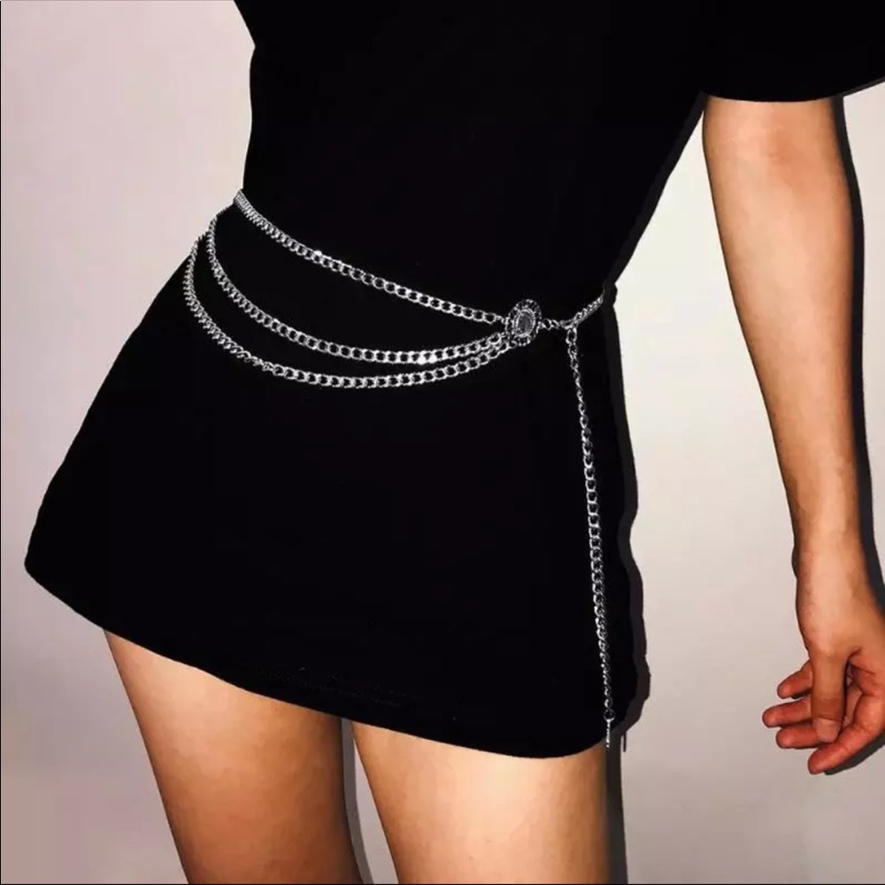 1 Left! Gold/Silver Metal Chain Layered Belt NEW - Picture 6 of 6